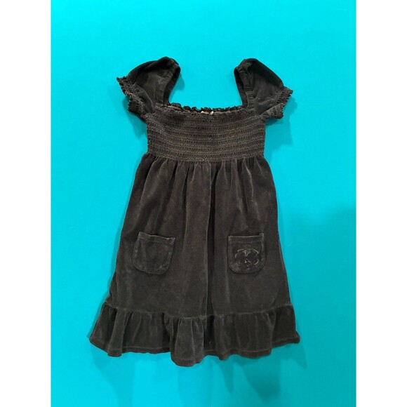 Juicy Couture Other - Vintage Juicy Couture Girls Babydoll Dress Black Solid Smocked